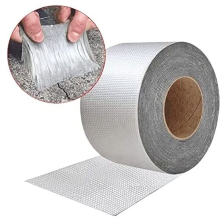 Vízálló ragasztószalag, öntapadó szintetikus high-polymer gumi tömítőszalag, időjárásálló, szürke, 500 cm x 5 cm