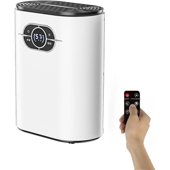 Kisméretű páramentesítő 1.2L, távirányító, alvó mód, 24 órás időzítő, fehér, 10x30m