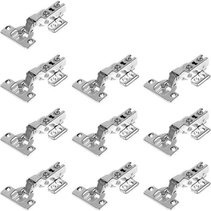 10 db rejtett zsanér szekrényajtókhoz, halk záródás, 110°-os szög, acél, 35x11.5mm