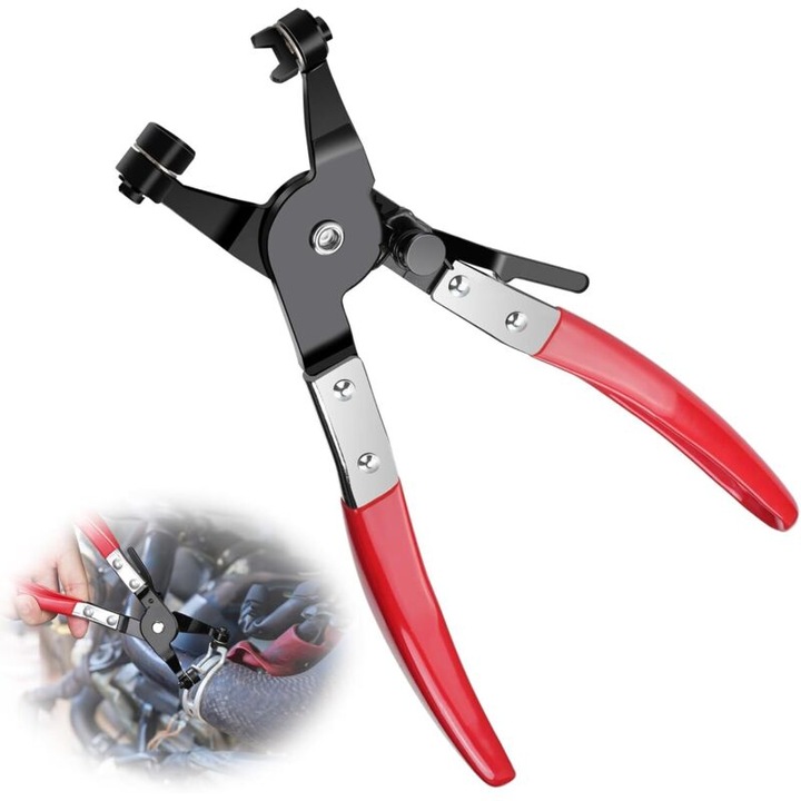 Cleste pentru coliere furtun, otel carbon, 35mm, 215mm, maner PVC