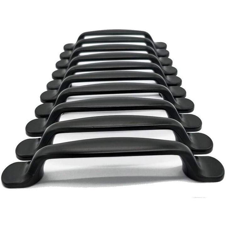 Комплект от 20 черни алуминиеви дръжки 130x15x20mm с винтове