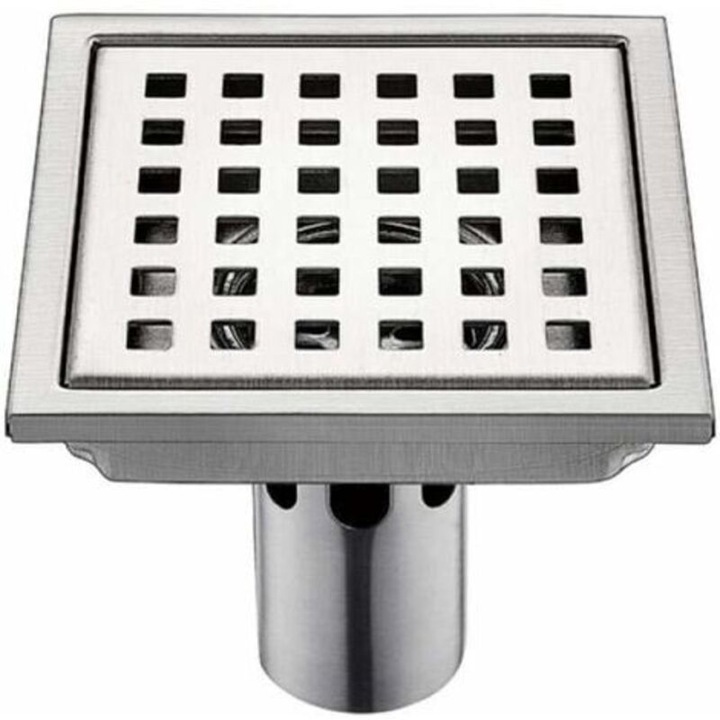 Scurgere pardoseala inox 304, 15x15cm, dublu filtru, anti-insecte