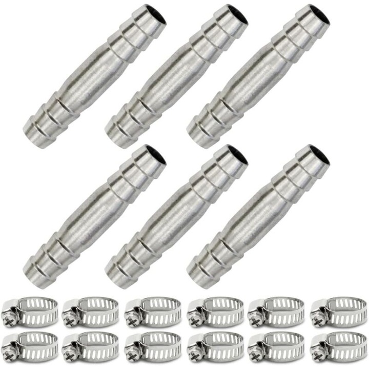 Set 6 fitinguri drepte inox 304 6mm 16bar temperatura -50-120°C