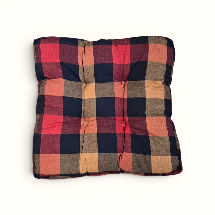 Perna sezut scaun decorativa patrata, 40 x 40 X 7 cm, Bumbac, Rosu