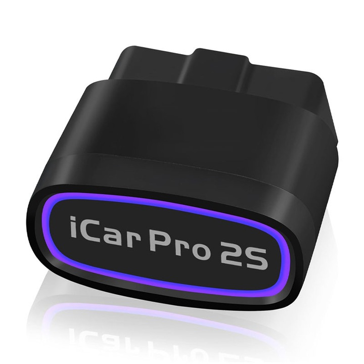 Tester diagnoza auto OBD II Bluetooth Vgate iCar Pro 2S, Omelivon, Conexiune Ultra Rapida pe Telefon, Compatibil Android/iOS/Windows, Diesel/Benzina/Hybrid/Electrice, Negru