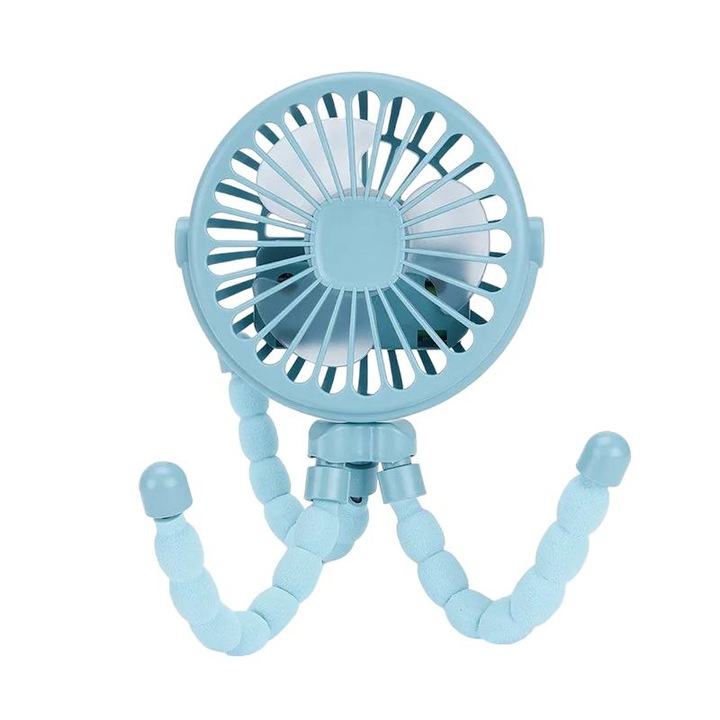 Mini USB újratölthető kézi ventilátor, 3 sebességfokozat, erős akkumulátor, ideális beltéri és kültéri használatra, irodába, utazáshoz és kempingezéshez, kék