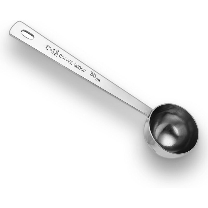 Lingura masuratoare cafea, din otel inoxidabil, capacitate 30ml, maner lung 15.5cm, argintiu, 1 buc