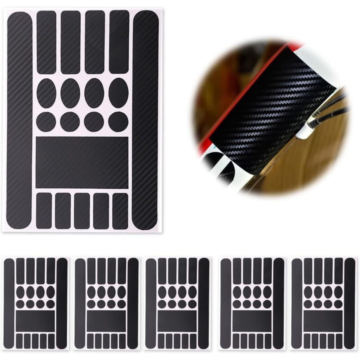 Set 6 stickere anti-zgarieturi pentru biciclete, PVC, rezistente la impact, impermeabile, diverse dimensiuni