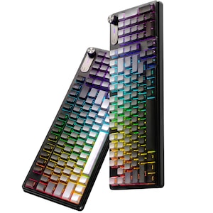 Tastatura Wireless FURYCUBE®️ IP98, Tastatura Iluminată RGB, Multi-Device 5 conexiuni, Tastatura Bluetooth, Tastatura Gaming, Tastatura Fără Fir, 98 Taste Full-Size, 1000Hz, USB Type-C, Reîncărcabilă 4000mAh, macOS, Windows, Smart Tv, Negru
