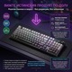Безжична клавиатура FURYCUBE ®️, RGB осветени клавиши, Мембранна, Multi-Device 5 връзки, Мултифункционален бутон, Bluetooth, Геймърска клавиатура, Безжична, 98 клавиша Full-Size, 1000Hz, USB Type-C, Презареждаема 4000mAh, macOS, Windows, Smart Tv, Черна