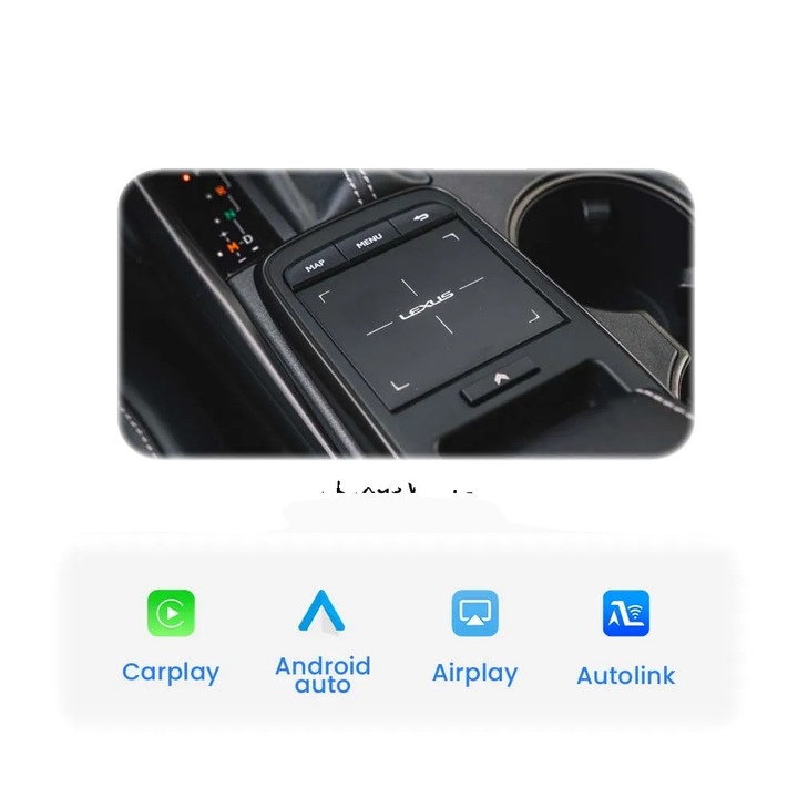 Interfata wireless CarPlay si Android Auto, Bluetooth 5.0, cu touchpad mic, Plug and Play, compatibil Lexus 2014-2019, negru