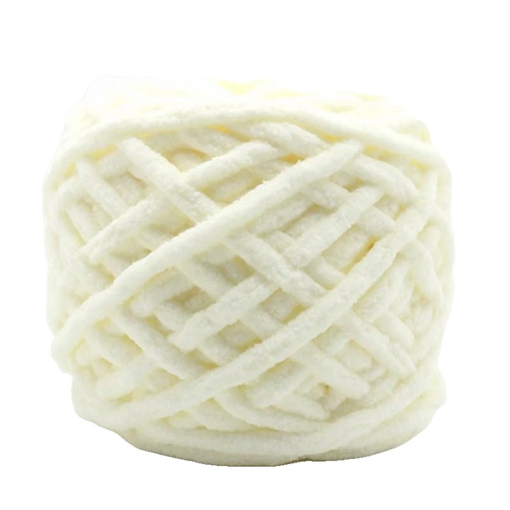 Kötőfonal / cérna 01, 100% poliészter, vastagság 5-7 mm, 100 g/gombolyag, fehér, 3 darab