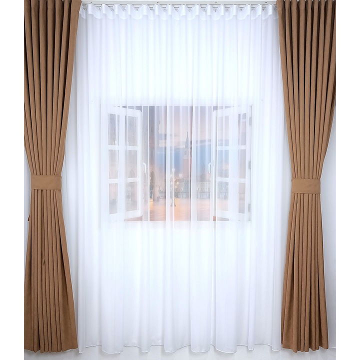 Három Tölgy függöny, T-S-106 VOAL modell, 500 cm X H 250, fehér