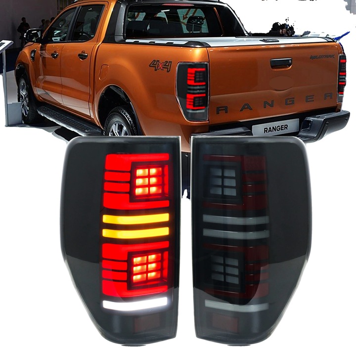 LED hátsó lámpák Ranger T7 PX MK1 MK2 2012-2021 modellekhez, szekvenciális irányjelző, 35W 12V 3400LM, füstszínű, 2 db-os szett