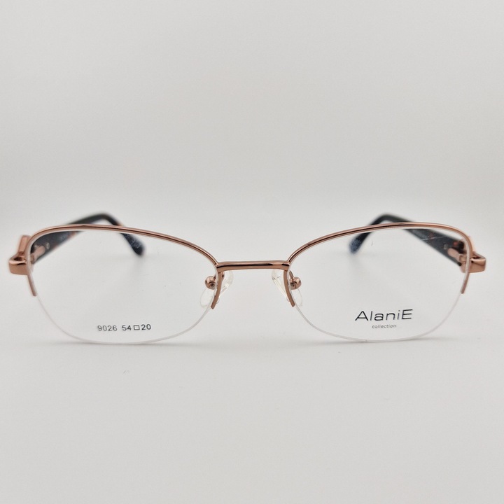 Rame Ochelari de Vedere Dama Alanie C23, Ovala, Metal, Maro, usoara, fashion, stil modern, ultrausoara, protectie, flex, eleganta, premium, brand, ieftine