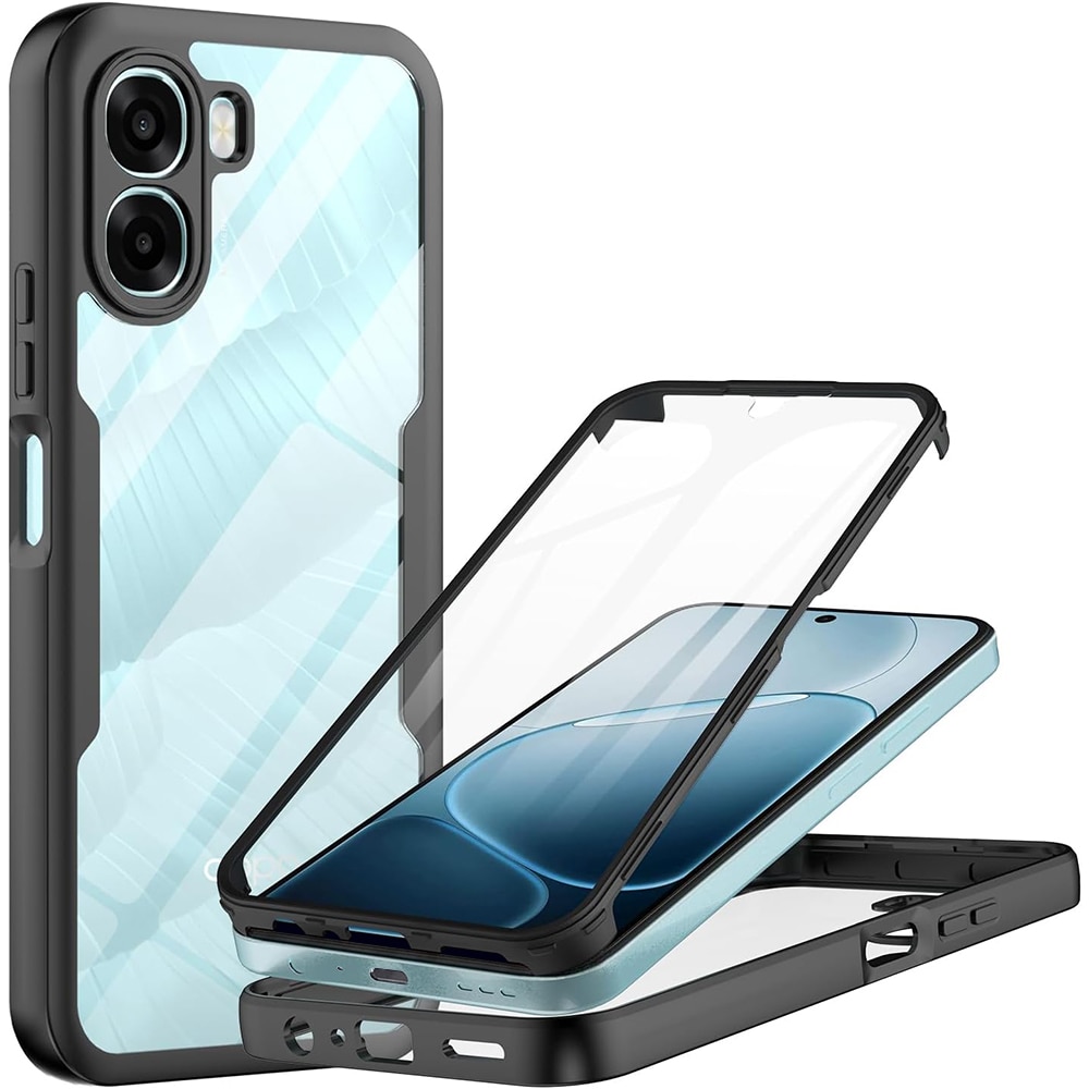 Set 360: Husa cu folie integrata pentru Oppo A6x / A6k 4G Protectie 360 fata / spate - negru