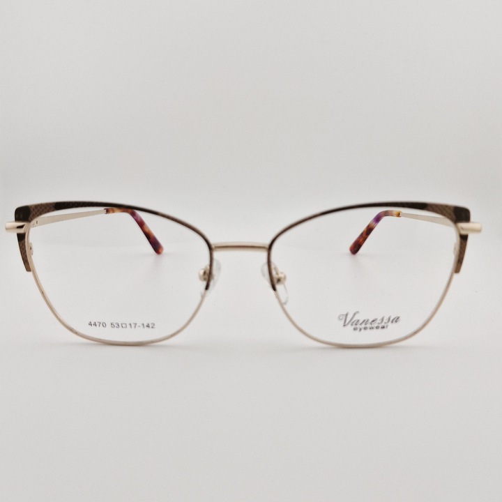 Rame Ochelari de Vedere Dama Vanessa C36, Cat Eye, Metal, Auriu cu Model, usoara, fashion, stil modern, ultrausoara, protectie, flex, eleganta, premium, brand, ieftine
