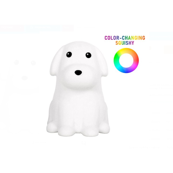 ZANOX® Színes Squishy Kutya Éjjeli Lámpa Elemekkel, Hangulatvilágítás, 11x12x16cm
