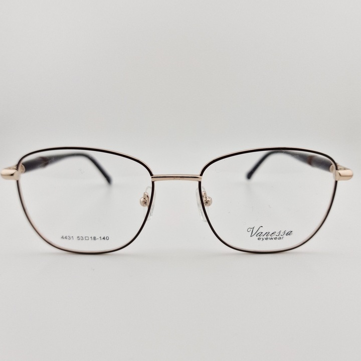 Rame Ochelari de Vedere Dama Vanessa C26, Oval, Metal, Auriu cu Maro Inchis, usoara, fashion, stil modern, ultrausoara, protectie, flex, eleganta, premium, brand, ieftine