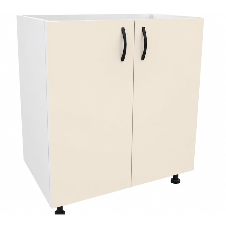 Masca chiuveta bucatarie, 2 usi, pal, corp alb, usi cu inchidere silentioasa, crem, 80 x 56 x 86 cm