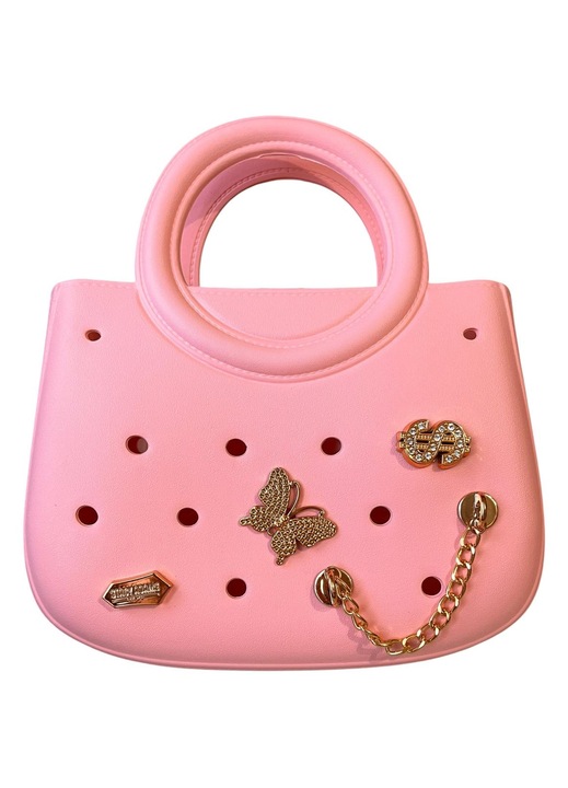 Geanta dama din spuma, model matlasat, cu fundita si accesorii decorative, tip tote