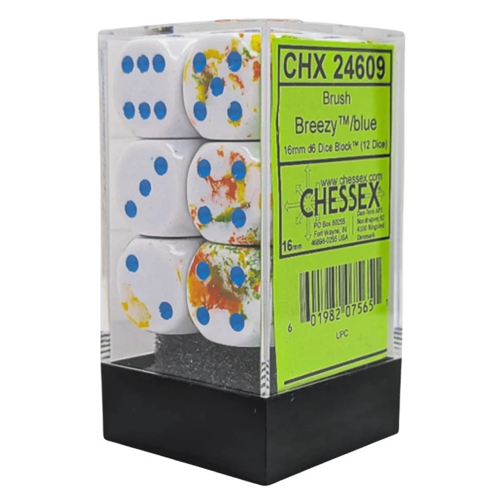 Chessex 12 darabos d6 kocka szett, szel/egkek, 16 mm