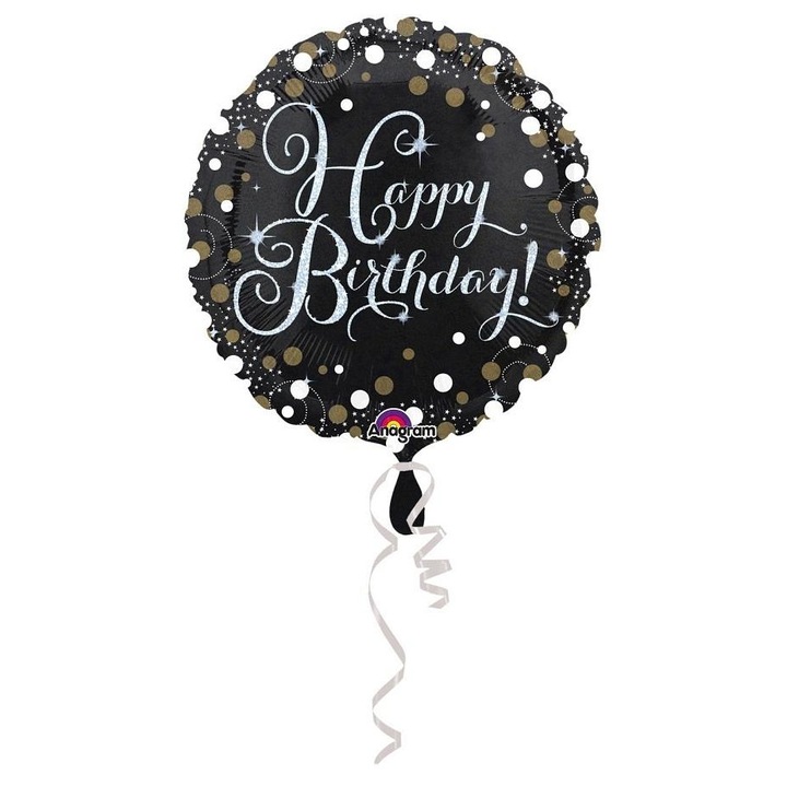 Balon folie Amscan Happy Birthday multicolor 46cm rotund