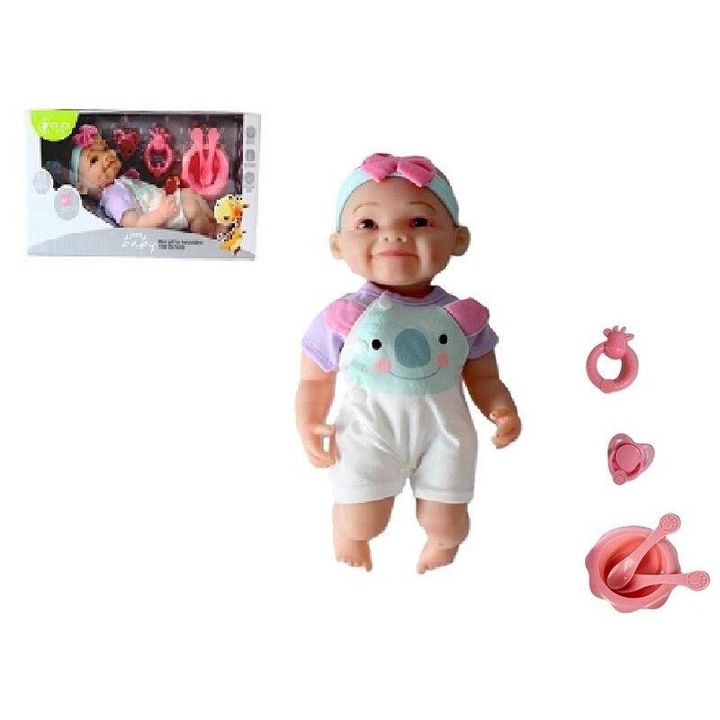 Icom 30 cm-es babababa, játékkiegészítőkkel, vinilből és textil anyagból, többszínű, 1 db