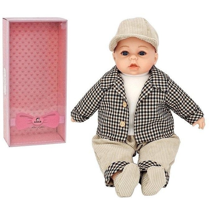 Adar 45 cm-es beszélő, éneklő, többszínű babababa dobozban