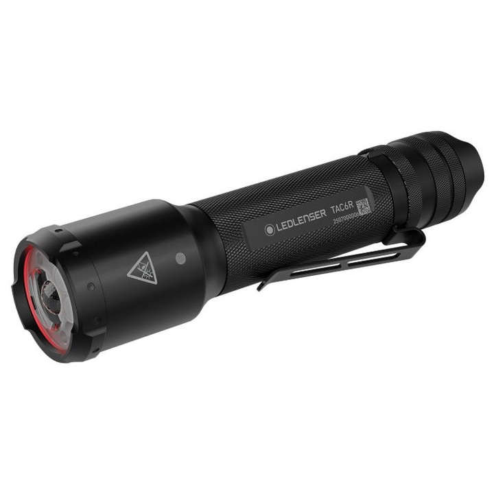 Фенер, Ledlenser, TAC6R, Черен, 2000 лумена, Водоустойчив, Зареждане чрез USB-C, Обхват 370 м, Време на работа 15 ч, Време за зареждане 180 мин, Анодизиран алуминий, IP68, Висока устойчивост на прах и вода, Режими на осветление: check