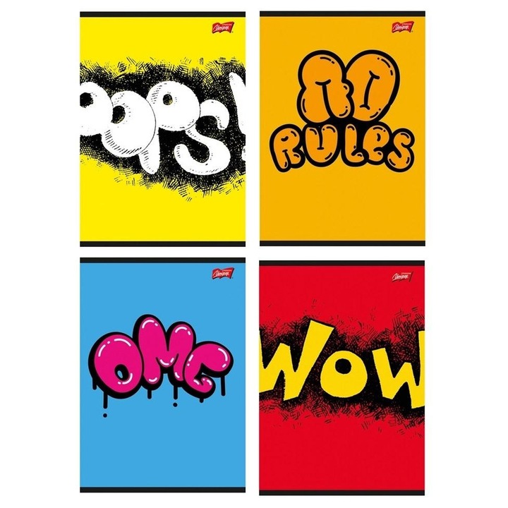 UNIPAP A5 füzet, 60 lapos, vonalas, Street Art, többszínű, 10 db-os szett