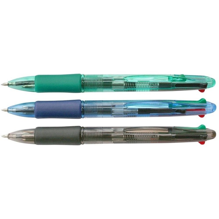 Titanium 4 színű golyóstoll/roller, 0,7 mm-es hegy, gumírozott markolat, többszínű, 24 db