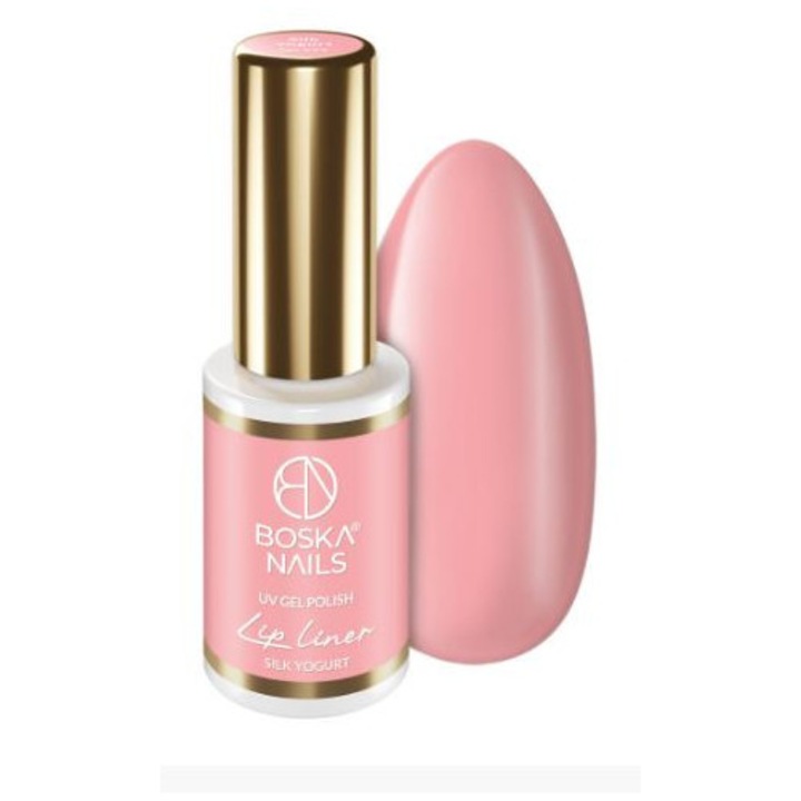 Lac de unghii hibrid Boska Nails Lip Liner Silk Yogurt 591, rezistent pana la 3 saptamani, fara toluen si formaldehida, roz deschis, 6 ml