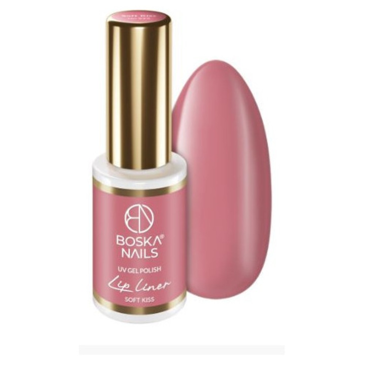 Lac unghii hibrid Boska Nails Soft Kiss roz cald 6ml