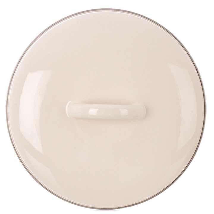 Capac pentru oala Artemis, din otel emailat, universal pentru diametru 18 cm, cu maner, compatibil cuptor si masina de spalat vase, crem, inaltime 5,5 cm