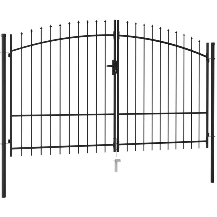 Poarta dubla gradina, otel, negru, 300x225cm, cu varfuri ascutite