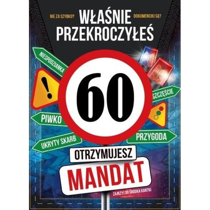 Felicitare aniversara/card Armin Style B6 60 de ani, cu detalii aurite si argintate, Multicolor, 1 buc
