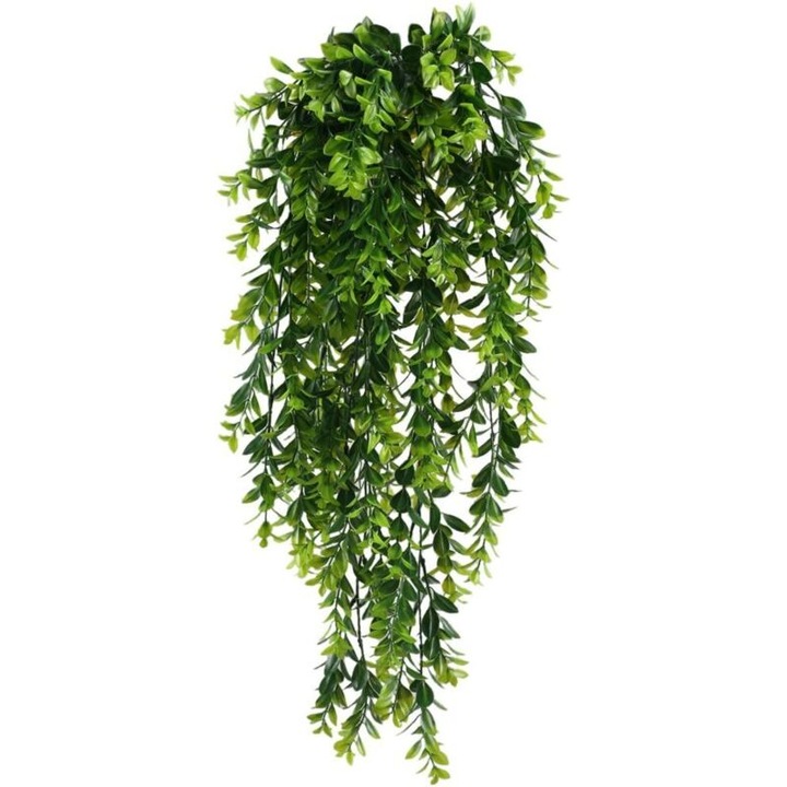 Planta artificiala agatatoare, planta decorativa din PVC si sarma, rezistenta UV si impermeabila, verde, 79 cm, 2 bucati