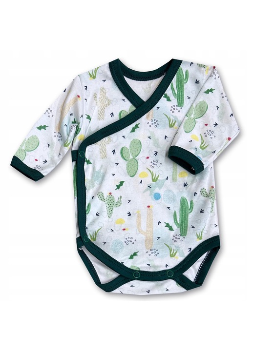 Body copii Dartomik, tip plic, maneca lunga, bumbac, cu cactusi, multicolor