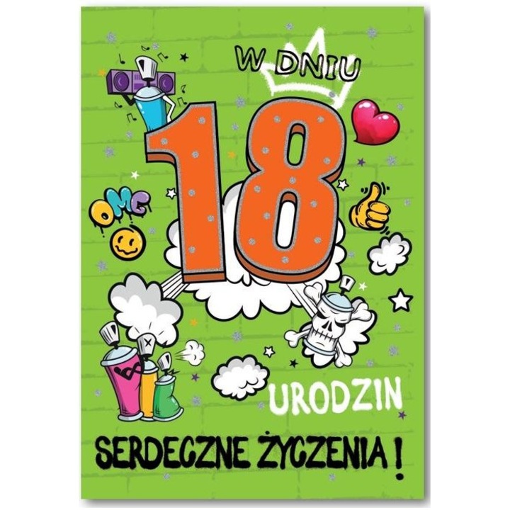 Felicitare Trend 18 ani multicolor 12.4x18.4cm