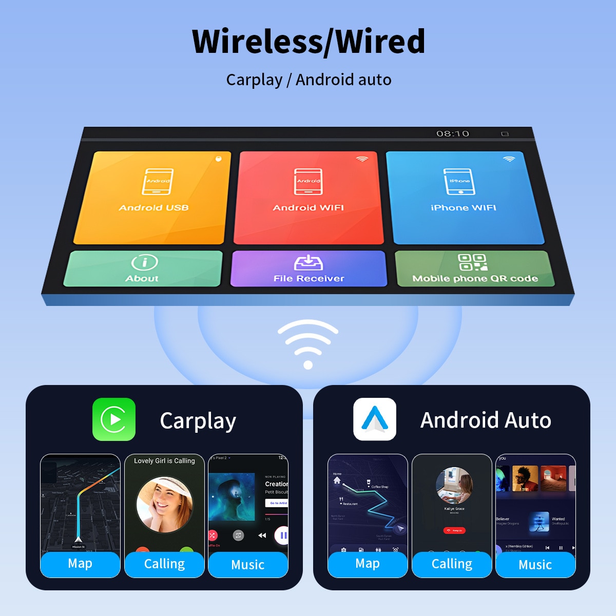 Adaptor wireless CarPlay Android Auto Bluetooth USB compact - eMAG.ro