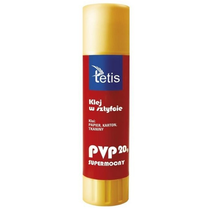 Tetis stift ragasztó, PVP ragasztórúd 20 g, szupererős, lemosható, papírhoz/kartonhoz/textíliákhoz, többszínű, 12 x 20 g