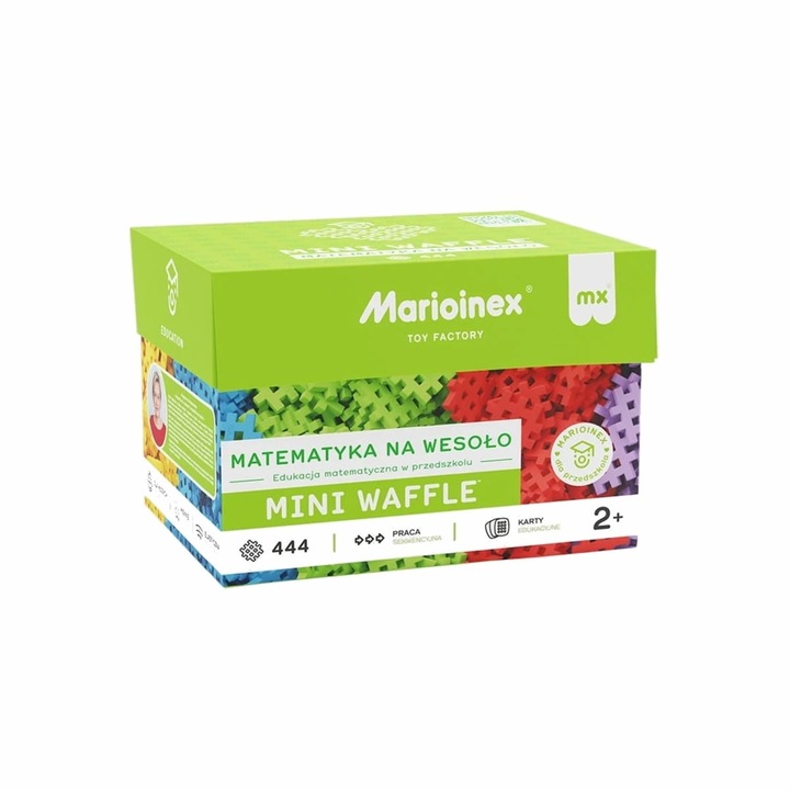 Set blocuri educative Marioinex Mini Waffle, pentru invatare matematica, 66 planse didactice, Multicolor, 444 piese