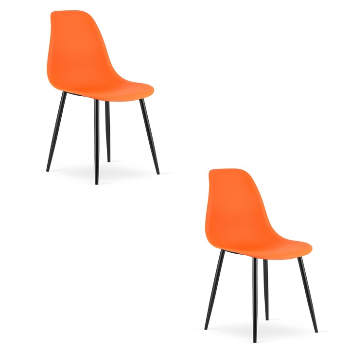 LEOBERT WAT szék, skandináv design, profilozott, polipropilén, állítható fém lábak, narancssárga, 2 db