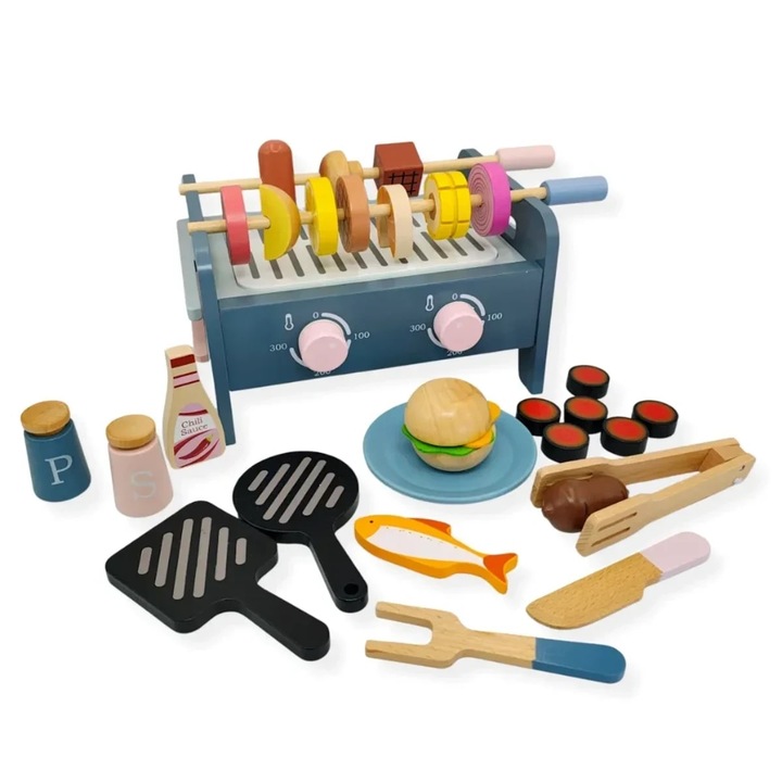 Gratar lemn copii Kabi set 35 piese colorit neutru 3+