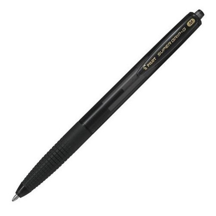 PILOT Super Grip visszahúzható toll, XB (extra vastag) hegy, csúszásmentes markolat, fekete, 12 db