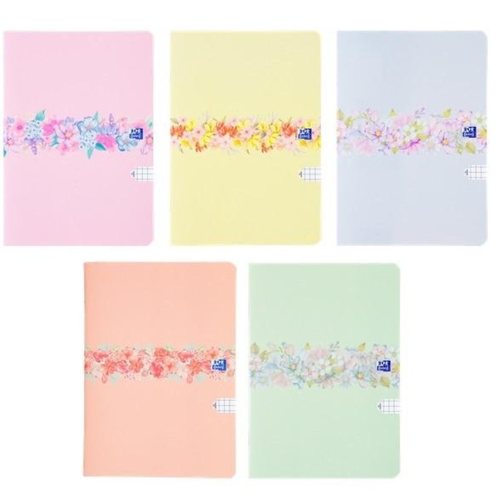 Oxford Floral Optik Paper A5 füzet, 32 lap, kockás, Többszínű, 10 db