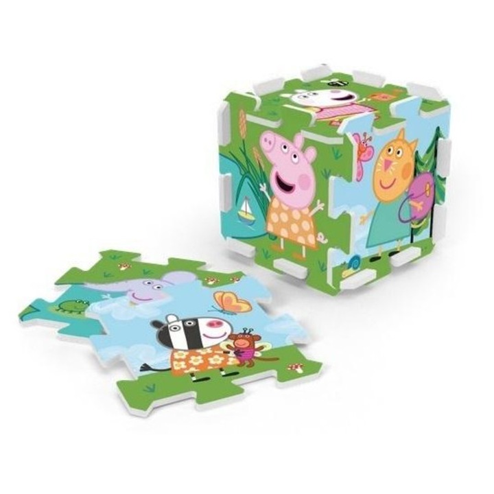 Пъзел от пяна Trefl Peppa Pig 2023, комплект пъзел за деца 3+, с части за сглобяване на куб, лицензиран продукт, многоцветен, 1 комплект