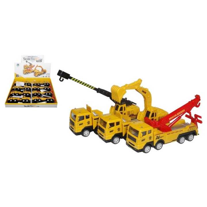 Vehicule de constructii SWEDE, cu parti mobile, pentru copii 3+, multicolor, set 3 bucati