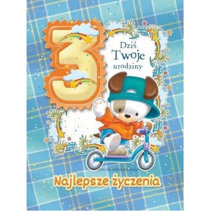 Felicitare TREND Urodziny cu plic si urari interior